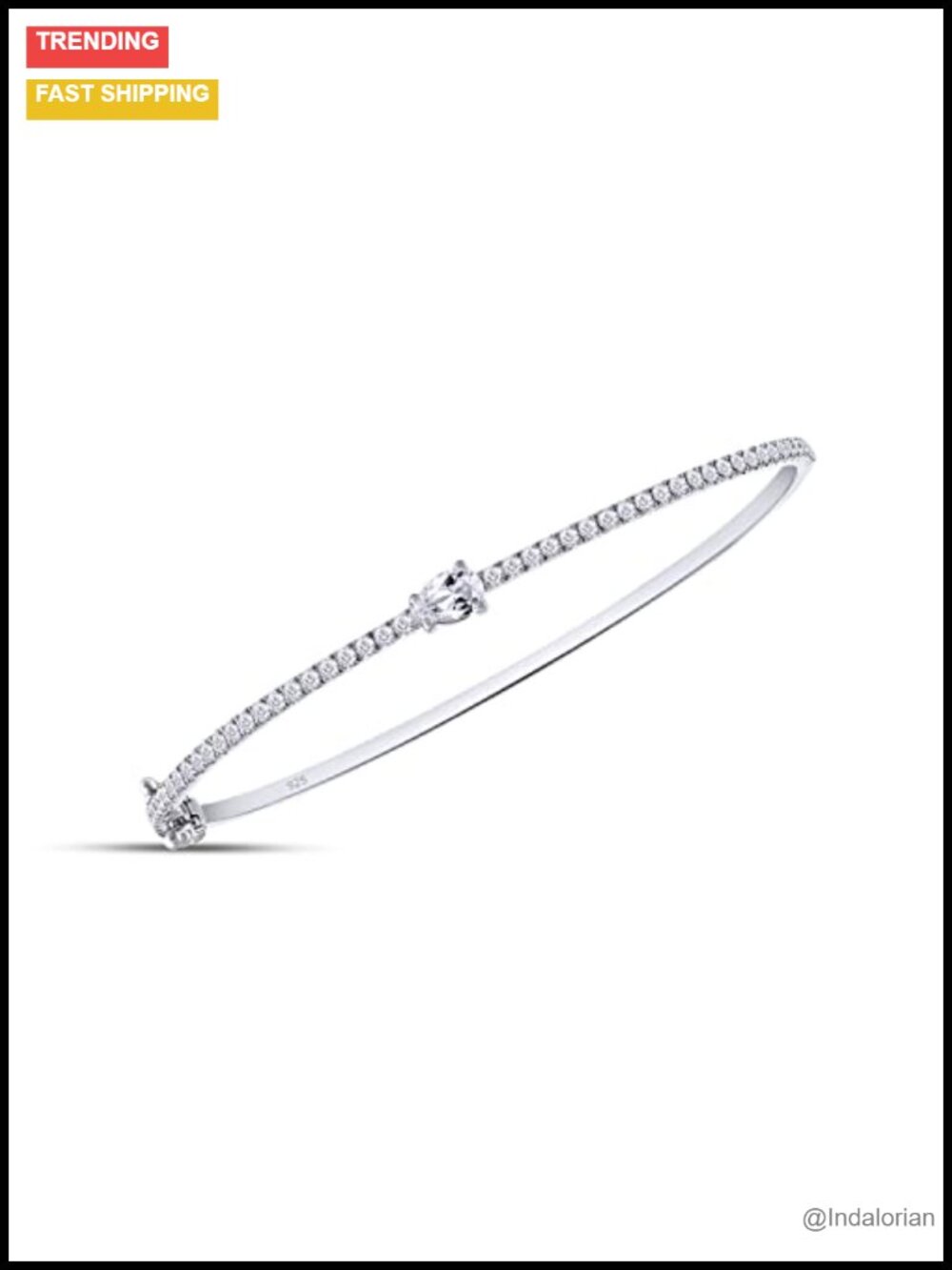 Moissanite Tennis Bangle Bracelet 14K White Gold Over Sterling Silver 1.00 CTW